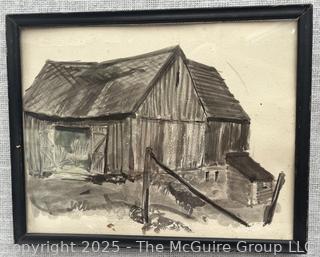 Framed Under Glass Watercolor? On Paper Titled, "Weathered Barn" By Jennie Mae McGuire<br>

<br><br>

Removal Options:<br><br> Sat (Nov 8) & Sun (Nov 9) 11-3pm, 56 Scotch Hill Rd., Cambridge NY 12816<br><br>

Sat (Nov 15) 12-2pm, TMG Warehouse, 2800 Juniper St., Fairfax, VA 22031<br><br>

Request Shipping (david@themcguiregroupllc.com)