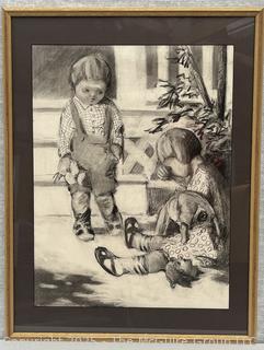 Framed Under Glass Charcoal Pencil On Paper Titled, "Francis! Leave Me Alone, My Doll's Head Just Fell Off" By Jennie Mae McGuire<br>

<br><br>

Removal Options:<br><br> Sat (Nov 8) & Sun (Nov 9) 11-3pm, 56 Scotch Hill Rd., Cambridge NY 12816<br><br>

Sat (Nov 15) 12-2pm, TMG Warehouse, 2800 Juniper St., Fairfax, VA 22031<br><br>

Request Shipping (david@themcguiregroupllc.com)