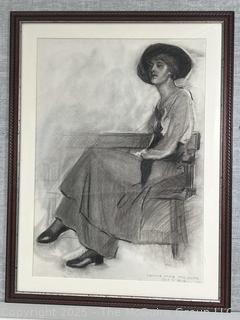 Framed Under Glass Charcoal on Paper Titled, "A Lady In Thought" Signed by Artist Jennie Mae McGuire. October 8, 1914<br>

<br><br>

Removal Options:<br><br> Sat (Nov 8) & Sun (Nov 9) 11-3pm, 56 Scotch Hill Rd., Cambridge NY 12816<br><br>

Sat (Nov 15) 12-2pm, TMG Warehouse, 2800 Juniper St., Fairfax, VA 22031<br><br>

Request Shipping (david@themcguiregroupllc.com)