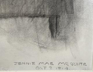 Framed Under Glass Charcoal on Paper Titled, "A Lady In Thought" Signed by Artist Jennie Mae McGuire. October 8, 1914<br>

<br><br>

Removal Options:<br><br> Sat (Nov 8) & Sun (Nov 9) 11-3pm, 56 Scotch Hill Rd., Cambridge NY 12816<br><br>

Sat (Nov 15) 12-2pm, TMG Warehouse, 2800 Juniper St., Fairfax, VA 22031<br><br>

Request Shipping (david@themcguiregroupllc.com)