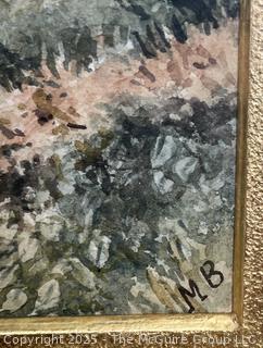 Giltwood Framed Landscape of Mountain Scene Signed by Artist MB<br>

<br><br>

Removal Options:<br><br> Sat (Nov 8) & Sun (Nov 9) 11-3pm, 56 Scotch Hill Rd., Cambridge NY 12816<br><br>

Sat (Nov 15) 12-2pm, TMG Warehouse, 2800 Juniper St., Fairfax, VA 22031<br><br>

Request Shipping (david@themcguiregroupllc.com)