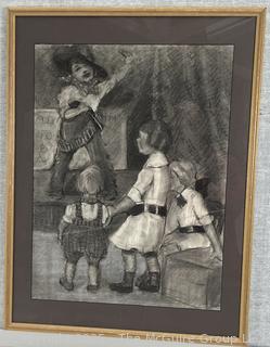 Framed Under Glass Charcoal Pencil On Paper Titled, "Little Sheriff's Big Show" By Jennie Mae McGuire<br>

<br><br>

Removal Options:<br><br> Sat (Nov 8) & Sun (Nov 9) 11-3pm, 56 Scotch Hill Rd., Cambridge NY 12816<br><br>

Sat (Nov 15) 12-2pm, TMG Warehouse, 2800 Juniper St., Fairfax, VA 22031<br><br>

Request Shipping (david@themcguiregroupllc.com)
