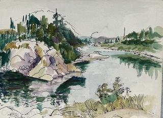 Small Watercolors by Jennie Mae McGuire<br>

<br><br>

Removal Options:<br><br> Sat (Nov 8) & Sun (Nov 9) 11-3pm, 56 Scotch Hill Rd., Cambridge NY 12816<br><br>

Sat (Nov 15) 12-2pm, TMG Warehouse, 2800 Juniper St., Fairfax, VA 22031<br><br>

Request Shipping (david@themcguiregroupllc.com)