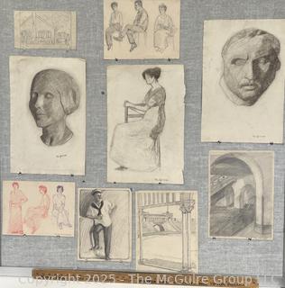 Nine (9) Sketchbook Pages Circa 1920 by Jennie Mae McGuire<br>

<br><br>

Removal Options:<br><br> Sat (Nov 8) & Sun (Nov 9) 11-3pm, 56 Scotch Hill Rd., Cambridge NY 12816<br><br>

Sat (Nov 15) 12-2pm, TMG Warehouse, 2800 Juniper St., Fairfax, VA 22031<br><br>

Request Shipping (david@themcguiregroupllc.com)