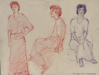 Nine (9) Sketchbook Pages Circa 1920 by Jennie Mae McGuire<br>

<br><br>

Removal Options:<br><br> Sat (Nov 8) & Sun (Nov 9) 11-3pm, 56 Scotch Hill Rd., Cambridge NY 12816<br><br>

Sat (Nov 15) 12-2pm, TMG Warehouse, 2800 Juniper St., Fairfax, VA 22031<br><br>

Request Shipping (david@themcguiregroupllc.com)