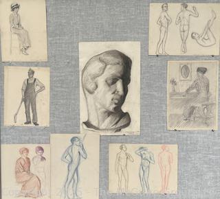 Eight (8) Figural Sketches Including Nudes By Jennie Mae McGuire<br>

<br><br>

Removal Options:<br><br> Sat (Nov 8) & Sun (Nov 9) 11-3pm, 56 Scotch Hill Rd., Cambridge NY 12816<br><br>

Sat (Nov 15) 12-2pm, TMG Warehouse, 2800 Juniper St., Fairfax, VA 22031<br><br>

Request Shipping (david@themcguiregroupllc.com)