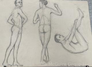 Eight (8) Figural Sketches Including Nudes By Jennie Mae McGuire<br>

<br><br>

Removal Options:<br><br> Sat (Nov 8) & Sun (Nov 9) 11-3pm, 56 Scotch Hill Rd., Cambridge NY 12816<br><br>

Sat (Nov 15) 12-2pm, TMG Warehouse, 2800 Juniper St., Fairfax, VA 22031<br><br>

Request Shipping (david@themcguiregroupllc.com)