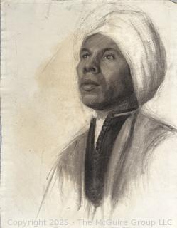 Unframed Charcoal On Paper Titled, "Male Sitter In Cultural Attire" Signed Jennie Mae McGuire. February 1915<br>

<br><br>

Removal Options:<br><br> Sat (Nov 8) & Sun (Nov 9) 11-3pm, 56 Scotch Hill Rd., Cambridge NY 12816<br><br>

Sat (Nov 15) 12-2pm, TMG Warehouse, 2800 Juniper St., Fairfax, VA 22031<br><br>

Request Shipping (david@themcguiregroupllc.com)