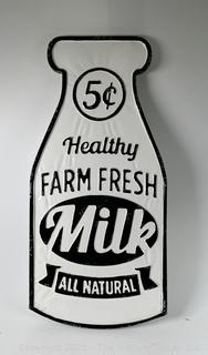 Vintage Farm Fresh Milk Sign - Embossed Metal<br>

<br><br>

Removal Options:<br><br> Sat (Nov 8) & Sun (Nov 9) 11-3pm, 56 Scotch Hill Rd., Cambridge NY 12816<br><br>

Sat (Nov 15) 12-2pm, TMG Warehouse, 2800 Juniper St., Fairfax, VA 22031<br><br>

Request Shipping (david@themcguiregroupllc.com)