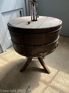Wooden Barrel Washer Washing Machine<br>

<br><br>

Removal Options:<br><br> Sat (Nov 8) & Sun (Nov 9) 11-3pm, 56 Scotch Hill Rd., Cambridge NY 12816<br><br>

Sat (Nov 15) 12-2pm, TMG Warehouse, 2800 Juniper St., Fairfax, VA 22031<br><br>

Request Shipping (david@themcguiregroupllc.com) 