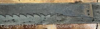 Two Man Cross Cut Saw Blade Mounted on Board<br>

<br><br>

Removal Options:<br><br> Sat (Nov 8) & Sun (Nov 9) 11-3pm, 56 Scotch Hill Rd., Cambridge NY 12816<br><br>

Sat (Nov 15) 12-2pm, TMG Warehouse, 2800 Juniper St., Fairfax, VA 22031<br><br>

Request Shipping (david@themcguiregroupllc.com)