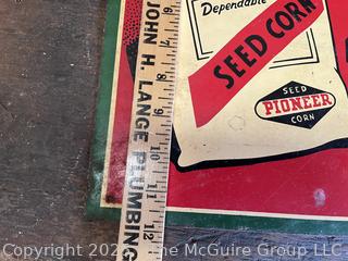Enamel Painted Metal Plant Pioneer Seed Corn Sign. Measures 24 x 36"<br>

<br><br>

Removal Options:<br><br> Sat (Nov 8) & Sun (Nov 9) 11-3pm, 56 Scotch Hill Rd., Cambridge NY 12816<br><br>

Sat (Nov 15) 12-2pm, TMG Warehouse, 2800 Juniper St., Fairfax, VA 22031<br><br>

Request Shipping (david@themcguiregroupllc.com)