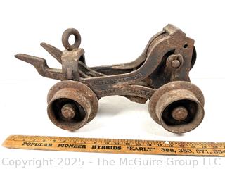 Circa 1870 J.B. Weeks Barn Cast Iron Trolley Made in Syracuse NY<br>

<br><br>

Removal Options:<br><br> Sat (Nov 8) & Sun (Nov 9) 11-3pm, 56 Scotch Hill Rd., Cambridge NY 12816<br><br>

Sat (Nov 15) 12-2pm, TMG Warehouse, 2800 Juniper St., Fairfax, VA 22031<br><br>

