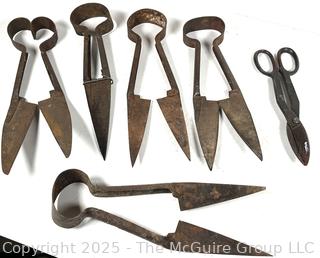 Six (6) Metal Shears<br>

<br><br>

Removal Options:<br><br> Sat (Nov 8) & Sun (Nov 9) 11-3pm, 56 Scotch Hill Rd., Cambridge NY 12816<br><br>

Sat (Nov 15) 12-2pm, TMG Warehouse, 2800 Juniper St., Fairfax, VA 22031<br><br>

Request Shipping (david@themcguiregroupllc.com)