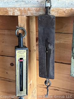 Three (3) Hanging Spring Scales<br>

<br><br>

Removal Options:<br><br> Sat (Nov 8) & Sun (Nov 9) 11-3pm, 56 Scotch Hill Rd., Cambridge NY 12816<br><br>

Sat (Nov 15) 12-2pm, TMG Warehouse, 2800 Juniper St., Fairfax, VA 22031<br><br>

Request Shipping (david@themcguiregroupllc.com)