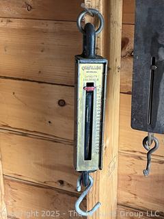 Three (3) Hanging Spring Scales<br>

<br><br>

Removal Options:<br><br> Sat (Nov 8) & Sun (Nov 9) 11-3pm, 56 Scotch Hill Rd., Cambridge NY 12816<br><br>

Sat (Nov 15) 12-2pm, TMG Warehouse, 2800 Juniper St., Fairfax, VA 22031<br><br>

Request Shipping (david@themcguiregroupllc.com)
