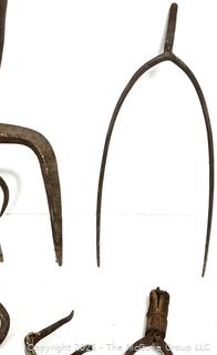 19th C Hand Forged Iron Farm Tools and Rake Heads<br>

<br><br>

Removal Options:<br><br> Sat (Nov 8) & Sun (Nov 9) 11-3pm, 56 Scotch Hill Rd., Cambridge NY 12816<br><br>

Sat (Nov 15) 12-2pm, TMG Warehouse, 2800 Juniper St., Fairfax, VA 22031<br><br>

Request Shipping (david@themcguiregroupllc.com)