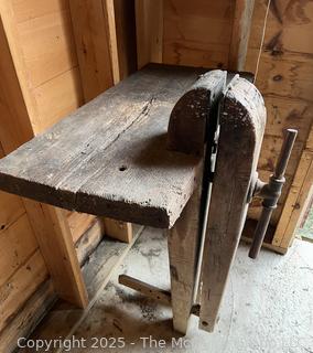 Top Bench Mounted Wooden Vise<br>

<br><br>

Removal Options:<br><br> Sat (Nov 8) & Sun (Nov 9) 11-3pm, 56 Scotch Hill Rd., Cambridge NY 12816<br><br>
