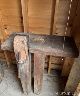 Top Bench Mounted Wooden Vise<br>

<br><br>

Removal Options:<br><br> Sat (Nov 8) & Sun (Nov 9) 11-3pm, 56 Scotch Hill Rd., Cambridge NY 12816<br><br>
