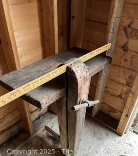 Top Bench Mounted Wooden Vise<br>

<br><br>

Removal Options:<br><br> Sat (Nov 8) & Sun (Nov 9) 11-3pm, 56 Scotch Hill Rd., Cambridge NY 12816<br><br>
