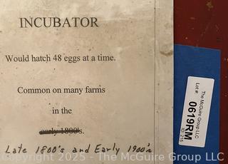 Late 1800's Egg Incubator W/ Capacity of 48<br>

<br><br>

Removal Options:<br><br> Sat (Nov 8) & Sun (Nov 9) 11-3pm, 56 Scotch Hill Rd., Cambridge NY 12816<br><br>
