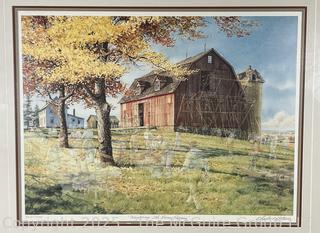 Framed Under Glass Print of Farm by C. L. Peterson, Double Signed in Pencil<br>

<br><br>

Removal Options:<br><br> Sat (Nov 8) & Sun (Nov 9) 11-3pm, 56 Scotch Hill Rd., Cambridge NY 12816<br><br>



