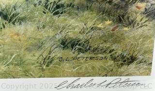 Framed Under Glass Print of Farm by C. L. Peterson, Double Signed in Pencil<br>

<br><br>

Removal Options:<br><br> Sat (Nov 8) & Sun (Nov 9) 11-3pm, 56 Scotch Hill Rd., Cambridge NY 12816<br><br>



