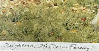 Framed Under Glass Print of Farm by C. L. Peterson, Double Signed in Pencil<br>

<br><br>

Removal Options:<br><br> Sat (Nov 8) & Sun (Nov 9) 11-3pm, 56 Scotch Hill Rd., Cambridge NY 12816<br><br>




