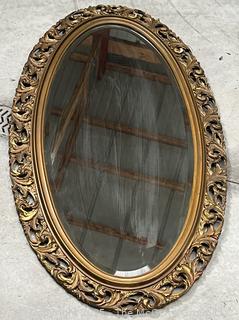 Framed Oval Beveled Glass Wall Mirror. Measures 26 x 42"<br>

<br><br>

Removal Options:<br><br> Sat (Nov 8) & Sun (Nov 9) 11-3pm, 56 Scotch Hill Rd., Cambridge NY 12816<br><br>

