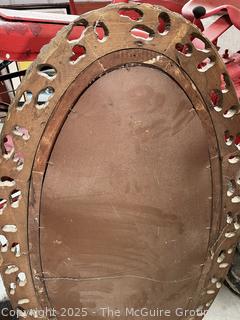 Framed Oval Beveled Glass Wall Mirror. Measures 26 x 42"<br>

<br><br>

Removal Options:<br><br> Sat (Nov 8) & Sun (Nov 9) 11-3pm, 56 Scotch Hill Rd., Cambridge NY 12816<br><br>

