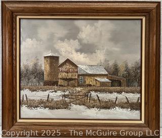 Framed Oil on Board Landscape of Barn in Winter, Attributed on Back to Ugo and Alice Iannetti.<br>

<br><br>

Removal Options:<br><br> Sat (Nov 8) & Sun (Nov 9) 11-3pm, 56 Scotch Hill Rd., Cambridge NY 12816<br><br>

Sat (Nov 15) 12-2pm, TMG Warehouse, 2800 Juniper St., Fairfax, VA 22031<br><br>

Request Shipping (david@themcguiregroupllc.com) 