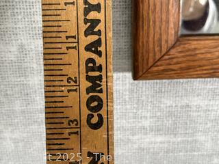 Oak Framed Wall Mirror.  Measures 12 x 20"<br>

<br><br>

Removal Options:<br><br> Sat (Nov 8) & Sun (Nov 9) 11-3pm, 56 Scotch Hill Rd., Cambridge NY 12816<br><br>

Sat (Nov 15) 12-2pm, TMG Warehouse, 2800 Juniper St., Fairfax, VA 22031<br><br>

Request Shipping (david@themcguiregroupllc.com)