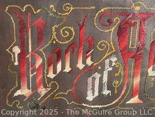 Framed Color Needlepoint - Rock of Ages<br>

<br><br>

Removal Options:<br><br> Sat (Nov 8) & Sun (Nov 9) 11-3pm, 56 Scotch Hill Rd., Cambridge NY 12816<br><br>

Sat (Nov 15) 12-2pm, TMG Warehouse, 2800 Juniper St., Fairfax, VA 22031<br><br>

Request Shipping (david@themcguiregroupllc.com)