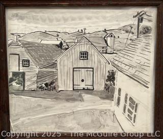 Top Framed Under Glass Charcoal on Paper of Coulter/McGuire Lane Farm by Artist Jennie Mae McGuire<br><br>

<br><br>

Removal Options:<br><br> Sat (Nov 8) & Sun (Nov 9) 11-3pm, 56 Scotch Hill Rd., Cambridge NY 12816<br><br>

Sat (Nov 15) 12-2pm, TMG Warehouse, 2800 Juniper St., Fairfax, VA 22031<br><br>

Request Shipping (david@themcguiregroupllc.com)