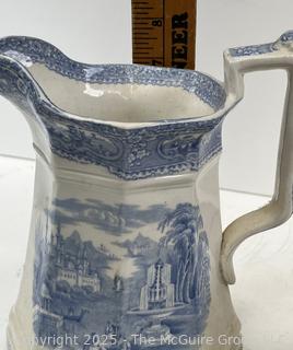 Two (2) Staffordshire Blue Transferware Pitchers<br>

<br><br>

Removal Options:<br><br> Sat (Nov 8) & Sun (Nov 9) 11-3pm, 56 Scotch Hill Rd., Cambridge NY 12816<br><br>

Sat (Nov 15) 12-2pm, TMG Warehouse, 2800 Juniper St., Fairfax, VA 22031<br><br>

Request Shipping (david@themcguiregroupllc.com) 