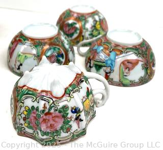 Chinese Famille Rose Medallion Canton Porcelain Bowl and Tea Cups<br>

<br><br>

Removal Options:<br><br> Sat (Nov 8) & Sun (Nov 9) 11-3pm, 56 Scotch Hill Rd., Cambridge NY 12816<br><br>

Sat (Nov 15) 12-2pm, TMG Warehouse, 2800 Juniper St., Fairfax, VA 22031<br><br>

Request Shipping (david@themcguiregroupllc.com)