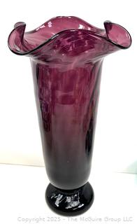 Amethyst Purple Glass Hand-Blown Vase<br>

<br><br>

Removal Options:<br><br> Sat (Nov 8) & Sun (Nov 9) 11-3pm, 56 Scotch Hill Rd., Cambridge NY 12816<br><br>

Sat (Nov 15) 12-2pm, TMG Warehouse, 2800 Juniper St., Fairfax, VA 22031<br><br>

Request Shipping (david@themcguiregroupllc.com) 