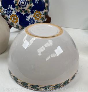 Hand Painted Pottery Covered Tureen and Vase<br>

<br><br>

Removal Options:<br><br> Sat (Nov 8) & Sun (Nov 9) 11-3pm, 56 Scotch Hill Rd., Cambridge NY 12816<br><br>

Sat (Nov 15) 12-2pm, TMG Warehouse, 2800 Juniper St., Fairfax, VA 22031<br><br>

Request Shipping (david@themcguiregroupllc.com)