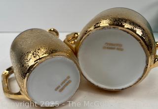 Porcelain Gold Creamer & Covered Sugar Bowl<br>

<br><br>

Removal Options:<br><br> Sat (Nov 8) & Sun (Nov 9) 11-3pm, 56 Scotch Hill Rd., Cambridge NY 12816<br><br>

Sat (Nov 15) 12-2pm, TMG Warehouse, 2800 Juniper St., Fairfax, VA 22031<br><br>

Request Shipping (david@themcguiregroupllc.com)