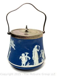 Wedgwood Light Blue Bell Shape Jasperware Biscuit Barrel<br>

<br><br>

Removal Options:<br><br> Sat (Nov 8) & Sun (Nov 9) 11-3pm, 56 Scotch Hill Rd., Cambridge NY 12816<br><br>

Sat (Nov 15) 12-2pm, TMG Warehouse, 2800 Juniper St., Fairfax, VA 22031<br><br>

Request Shipping (david@themcguiregroupllc.com)