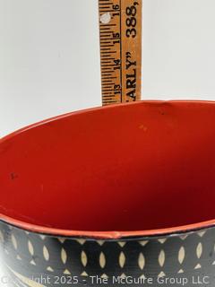 Stenciled Toleware Wastebasket by Jane Hanks<br>

<br><br>

Removal Options:<br><br> Sat (Nov 8) & Sun (Nov 9) 11-3pm, 56 Scotch Hill Rd., Cambridge NY 12816<br><br>

Sat (Nov 15) 12-2pm, TMG Warehouse, 2800 Juniper St., Fairfax, VA 22031<br><br>

Request Shipping (david@themcguiregroupllc.com)