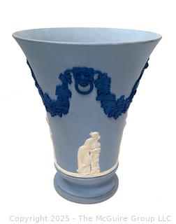 Bue Wedgwood Jasperware Tri Color Vase<br>

<br><br>

Removal Options:<br><br> Sat (Nov 8) & Sun (Nov 9) 11-3pm, 56 Scotch Hill Rd., Cambridge NY 12816<br><br>

Sat (Nov 15) 12-2pm, TMG Warehouse, 2800 Juniper St., Fairfax, VA 22031<br><br>

Request Shipping (david@themcguiregroupllc.com) 