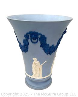 Bue Wedgwood Jasperware Tri Color Vase<br>

<br><br>

Removal Options:<br><br> Sat (Nov 8) & Sun (Nov 9) 11-3pm, 56 Scotch Hill Rd., Cambridge NY 12816<br><br>

Sat (Nov 15) 12-2pm, TMG Warehouse, 2800 Juniper St., Fairfax, VA 22031<br><br>

Request Shipping (david@themcguiregroupllc.com) 