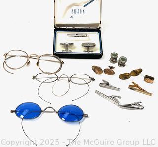 Grouping of David J. McGuire's Tie Clasps, Cuff Links and Eyeglasses Family<br>

<br><br>

Removal Options:<br><br> Sat (Nov 8) & Sun (Nov 9) 11-3pm, 56 Scotch Hill Rd., Cambridge NY 12816<br><br>

Sat (Nov 15) 12-2pm, TMG Warehouse, 2800 Juniper St., Fairfax, VA 22031<br><br>

Request Shipping (david@themcguiregroupllc.com)
