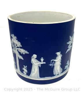 English Wedgwood Cobalt Blue Jasperware Cache Pot 5.25"<br>

<br><br>

Removal Options:<br><br> Sat (Nov 8) & Sun (Nov 9) 11-3pm, 56 Scotch Hill Rd., Cambridge NY 12816<br><br>

Sat (Nov 15) 12-2pm, TMG Warehouse, 2800 Juniper St., Fairfax, VA 22031<br><br>

Request Shipping (david@themcguiregroupllc.com)