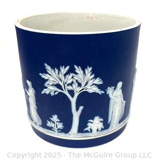 English Wedgwood Cobalt Blue Jasperware Cache Pot 5.25"<br>

<br><br>

Removal Options:<br><br> Sat (Nov 8) & Sun (Nov 9) 11-3pm, 56 Scotch Hill Rd., Cambridge NY 12816<br><br>

Sat (Nov 15) 12-2pm, TMG Warehouse, 2800 Juniper St., Fairfax, VA 22031<br><br>

Request Shipping (david@themcguiregroupllc.com)