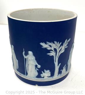 English Wedgwood Cobalt Blue Jasperware Cache Pot 5.25"<br>

<br><br>

Removal Options:<br><br> Sat (Nov 8) & Sun (Nov 9) 11-3pm, 56 Scotch Hill Rd., Cambridge NY 12816<br><br>

Sat (Nov 15) 12-2pm, TMG Warehouse, 2800 Juniper St., Fairfax, VA 22031<br><br>

Request Shipping (david@themcguiregroupllc.com)