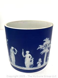 English Wedgwood Cobalt Blue Jasperware Cache Pot 5.25"<br>

<br><br>

Removal Options:<br><br> Sat (Nov 8) & Sun (Nov 9) 11-3pm, 56 Scotch Hill Rd., Cambridge NY 12816<br><br>

Sat (Nov 15) 12-2pm, TMG Warehouse, 2800 Juniper St., Fairfax, VA 22031<br><br>

Request Shipping (david@themcguiregroupllc.com)