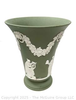 English Wedgwood Cobalt Sage Green Jasperware Vase 6"T<br>

<br><br>

Removal Options:<br><br> Sat (Nov 8) & Sun (Nov 9) 11-3pm, 56 Scotch Hill Rd., Cambridge NY 12816<br><br>

Sat (Nov 15) 12-2pm, TMG Warehouse, 2800 Juniper St., Fairfax, VA 22031<br><br>

Request Shipping (david@themcguiregroupllc.com)