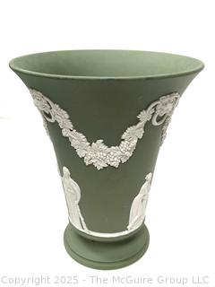 English Wedgwood Cobalt Sage Green Jasperware Vase 6"T<br>

<br><br>

Removal Options:<br><br> Sat (Nov 8) & Sun (Nov 9) 11-3pm, 56 Scotch Hill Rd., Cambridge NY 12816<br><br>

Sat (Nov 15) 12-2pm, TMG Warehouse, 2800 Juniper St., Fairfax, VA 22031<br><br>

Request Shipping (david@themcguiregroupllc.com)